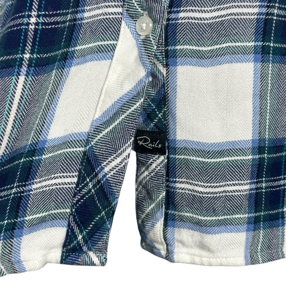 Rails Hunter Women’s Plaid Rayon Button-Down Shirt Soft Blue White Size Small - Picture 8 of 11